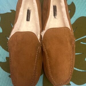 Banana Republic Suede Brown Fur lined Slippers